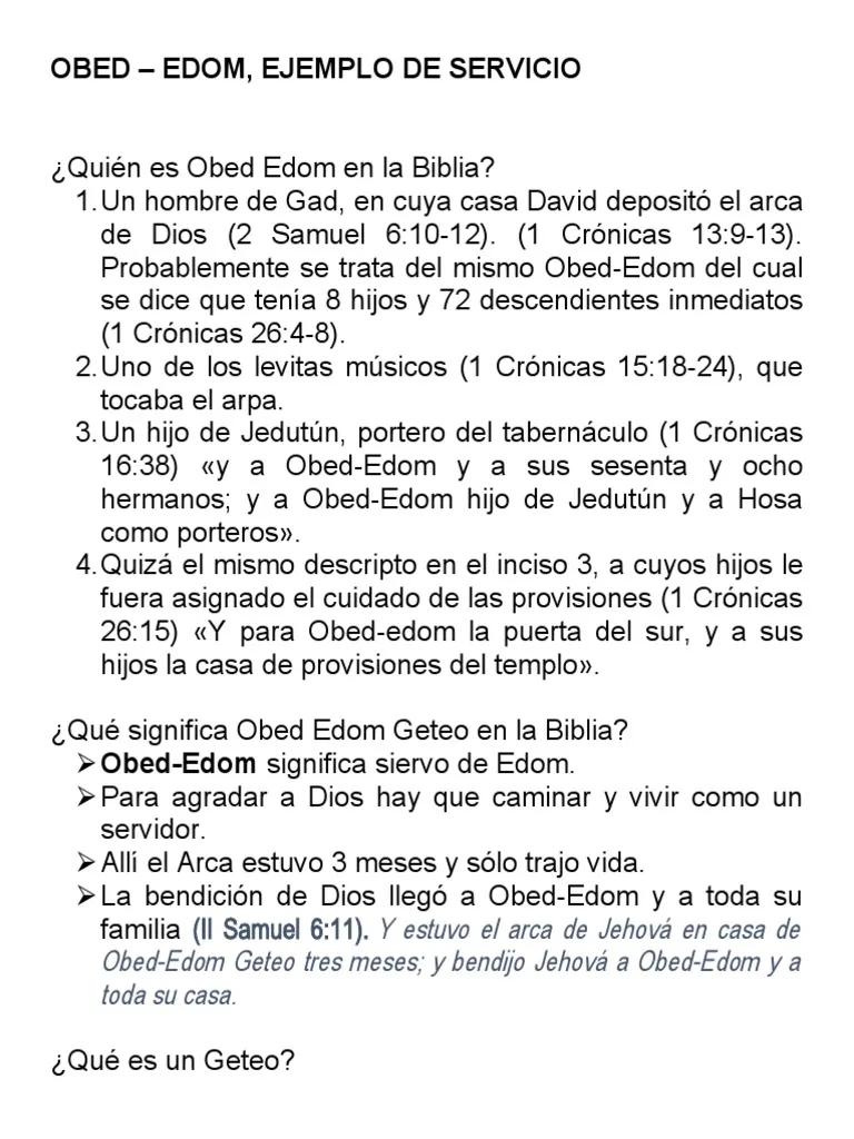 ¿Quién fue Obed-edom según la Biblia? - Cuál era el oficio de Obed-edom quien fue obed edom segun la biblia - Cuál era el oficio de Obed-edom