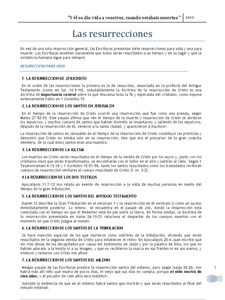 cuantas resurrecciones hay en la biblia - Cuál es la segunda resurrección