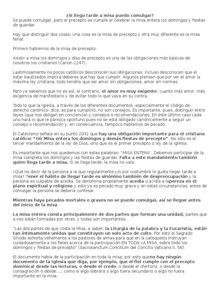 ¿Puedo Comulgar Si Llegué Tarde a Misa? - Cuántas horas deben pasar para comulgar puedo comulgar si llegue tarde a misa - Cuántas horas deben pasar para comulgar