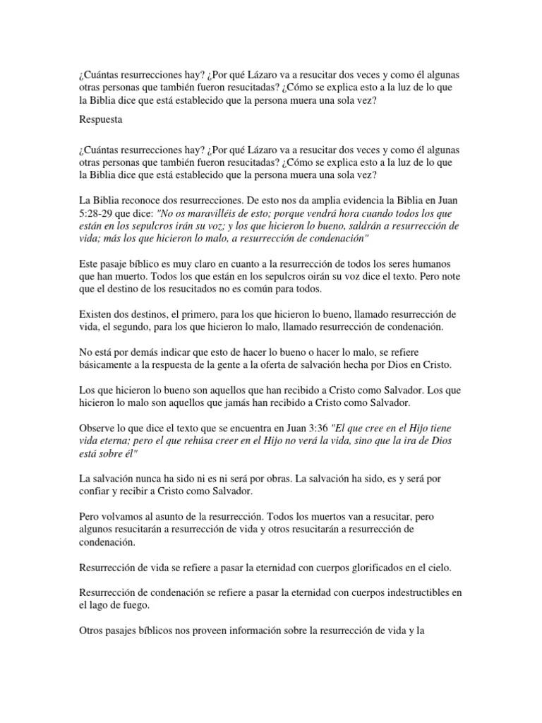 cuantas resurrecciones hay en la biblia - Cuántos tipos de resurrección hay según la Biblia