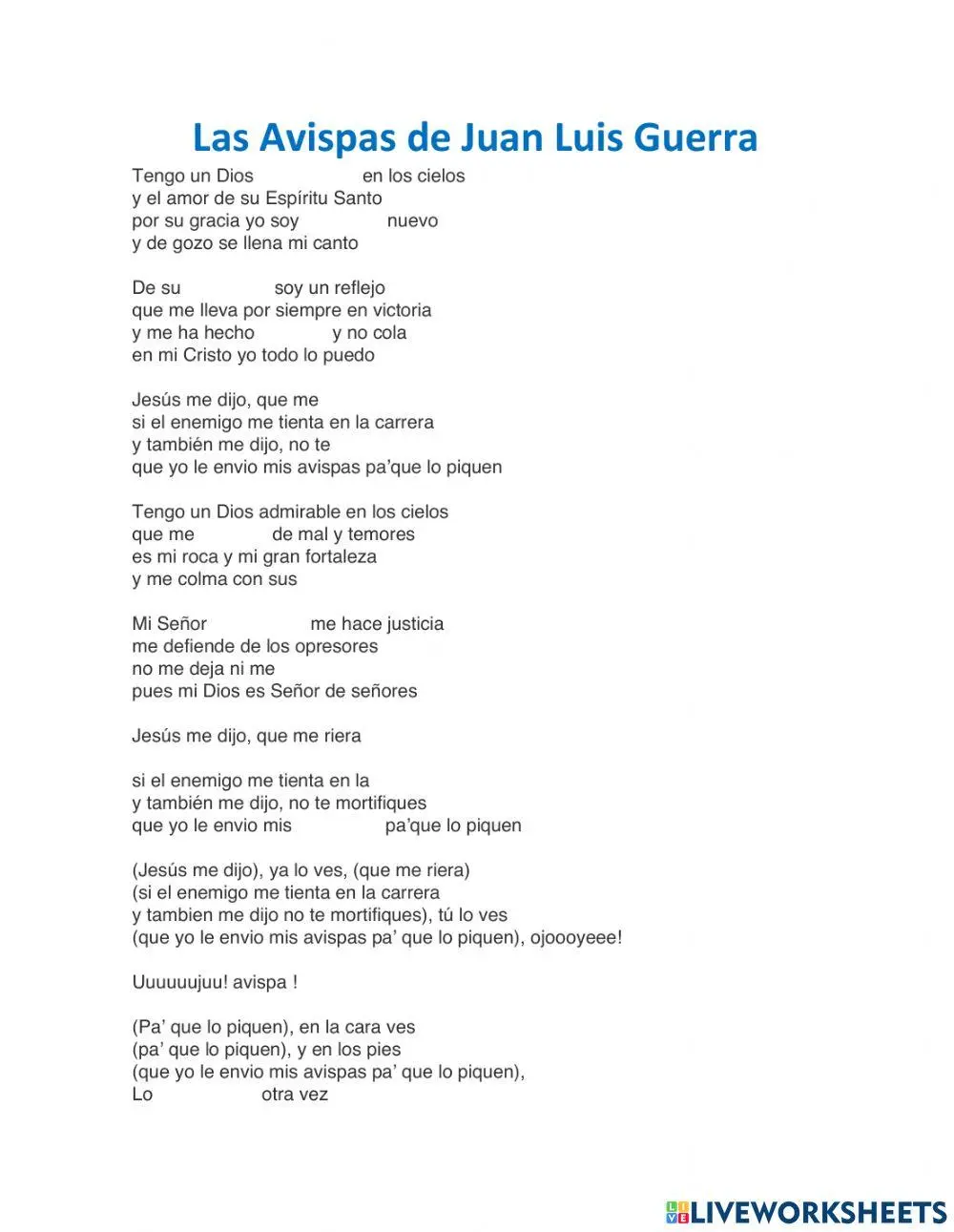 Juan Luis Guerra: Las Avispas, un Canto de Fe y Esperanza - Cuántos versículos tiene la canción Las avispas juan luis guerra las avispas letra biblia - Cuántos versículos tiene la canción Las avispas