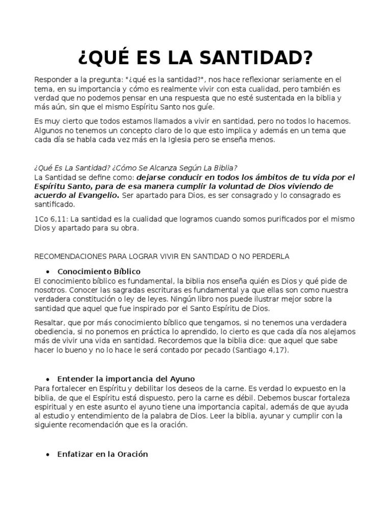 ¿Qué es vivir en santidad según la Biblia? - Qué dice la Biblia de vivir en santidad que es vivir en santidad segun la biblia - Qué dice la Biblia de vivir en santidad