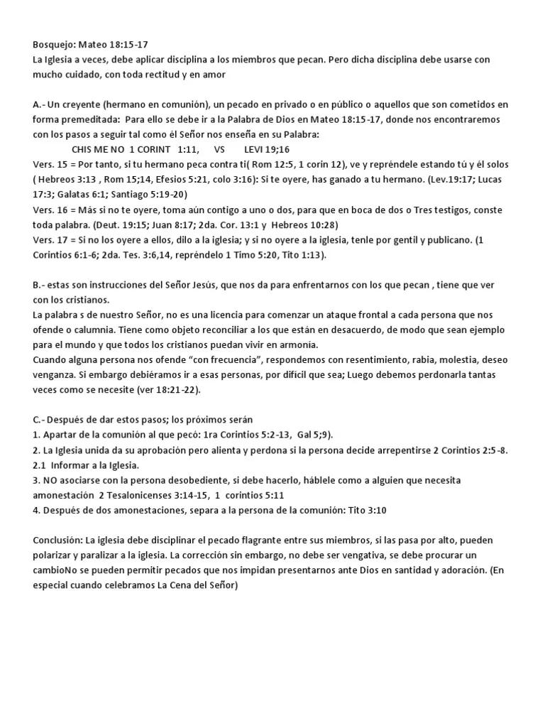 bosquejo sobre la disciplina en la iglesia - Qué es estar en disciplina en la iglesia
