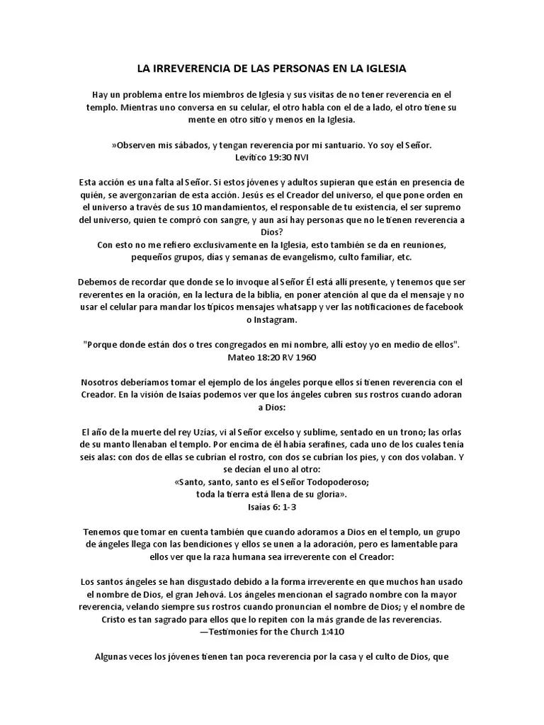 La Irreverencia en la Iglesia: Un Análisis de la Fe y la Modernidad - Qué es reverencia y respeto la irreverencia en la iglesia - Qué es reverencia y respeto