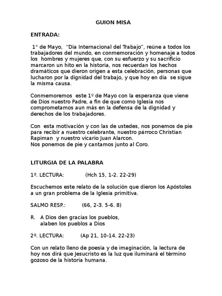 El Guion de la Misa del Domingo para la Celebración Eucarística - Que se dice al inicio de la Misa guion de misa del domingo - Que se dice al inicio de la Misa