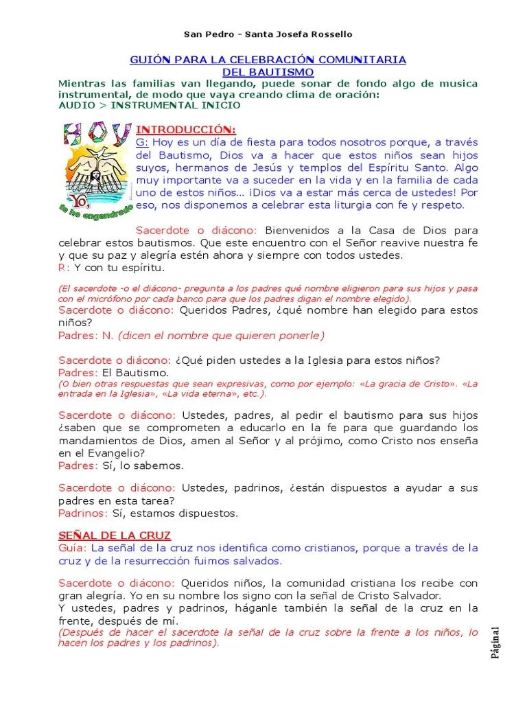 guion de bautismo dentro de la misa - Que se dice en una ceremonia de bautizo