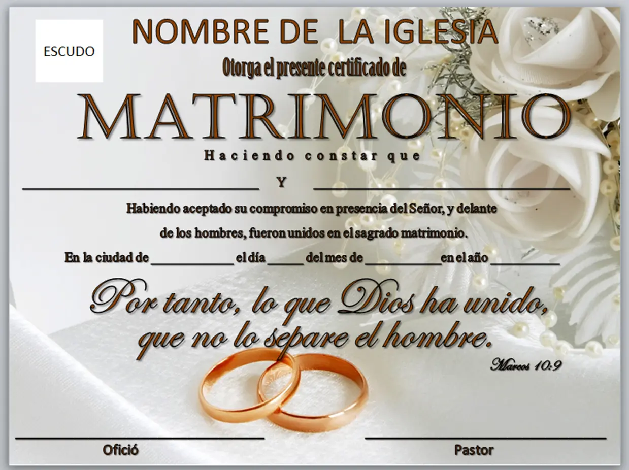 formato de acta de matrimonio por la iglesia - Que se escribe en el acta de matrimonio